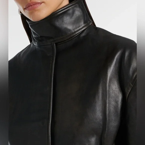 NWT Christopher Esber Eddie Burnished Leather Funnel Neck Leather Jacket Black - Picture 3 of 16